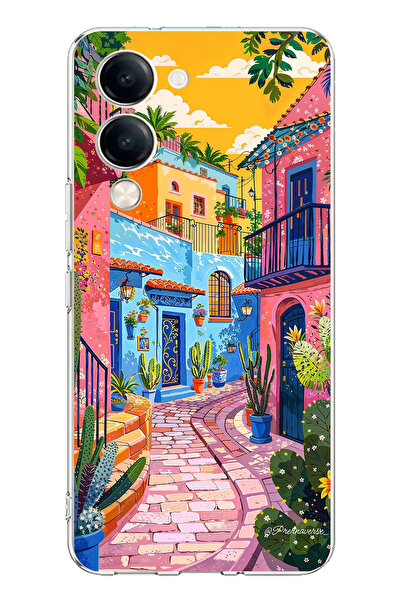 TechTree Vivo Y04 Compatible Colorful Art Street Silicone Case Printed Silico...