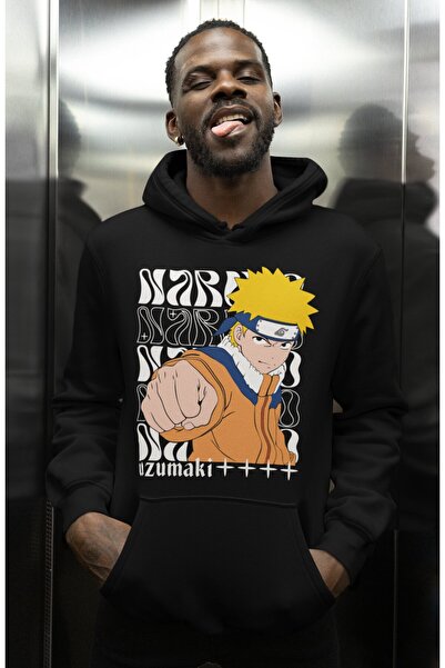 SEVBANO Hanorac unisex supradimensionat cu imprimeu Naruto Uzumaki, cu person...