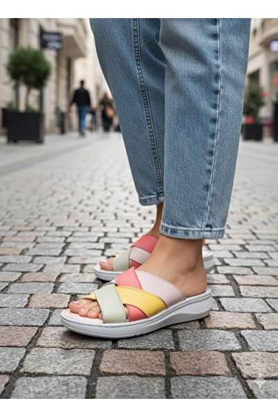 EGE GİYİM VE AYAKKABI Noble 2007 Zenne Multicolor Leather Slippers