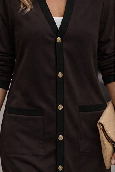 özssa EQURİ Cardigan lung din modal pentru femei, cu mâneci lungi, buzunare ș...