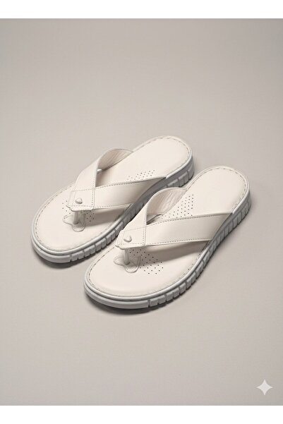 EGE GİYİM VE AYAKKABI Noble 2001 Zenne Beige Leather Slippers