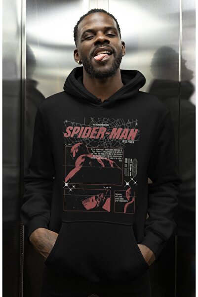 SEVBANO هودي بتصميم عتيق لشخصية سبايدر مان مطبوع للجنسين قصة فضفاضة من فيلم س...