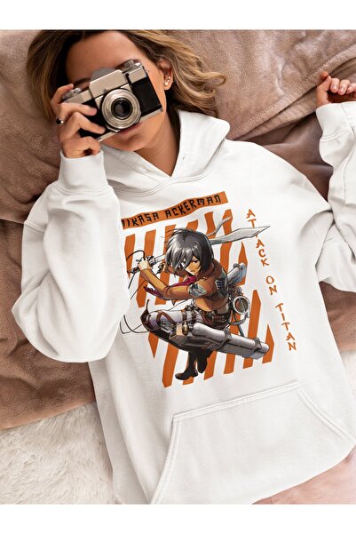 SEVBANO Μικάσα Άκερμαν Τυπωμένο Unisex Oversize Φούτερ με κουκούλα Attack On ...