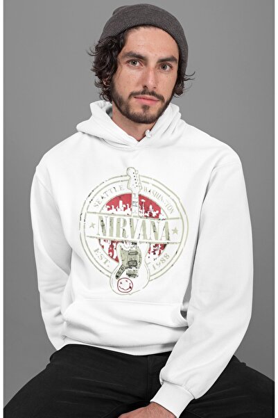 SEVBANO هودي نيرفانا روك ميتال مطبوع للجنسين قصة فضفاضة لفرقة الموسيقى