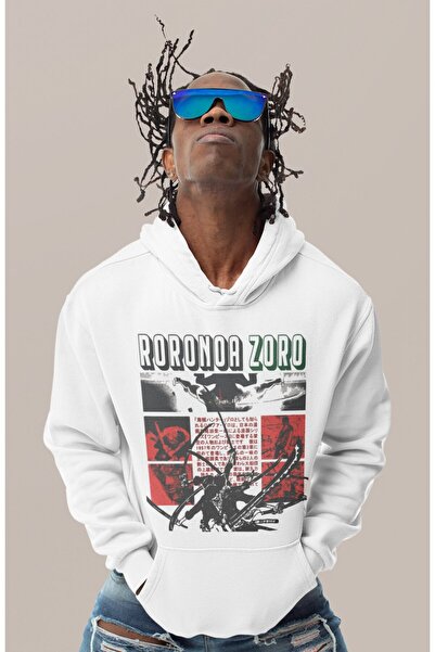 SEVBANO هودي رورونوا زورو ون بيس مطبوع للجنسين قصة فضفاضة بشخصية أنمي