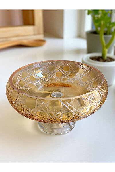 Glowvera 28 cm Diameter Cut Crystal Footed Bowl/Salad Bowl - Presentation Bow...