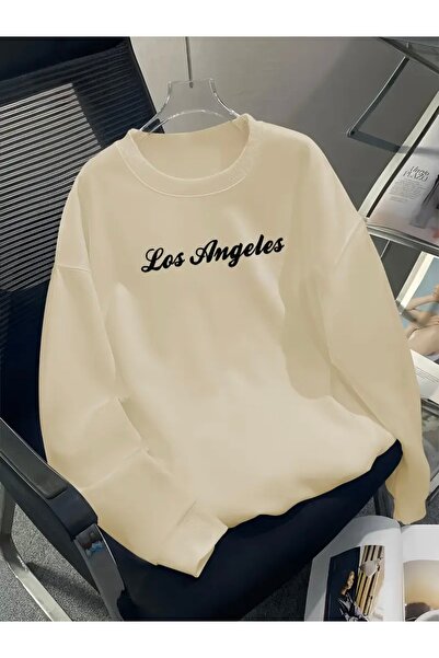 FUFLUNS Los Angeles Printed Oversize Unisex Women/Men's Crew Neck Sweatshirt