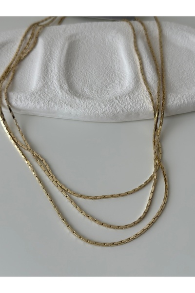 Moss Aksesuar Zincir Kolye Geçmeli 14k Kaplama Kararmaz