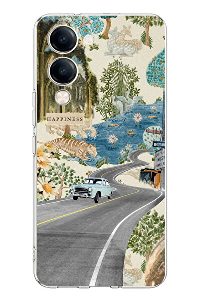 TechTree Vivo Y04 Compatible Green Artistic Road Flowers Printed Silicone Case