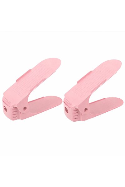 OEM Set of 2 shoe organizers, adjustable height, plastic, Pink