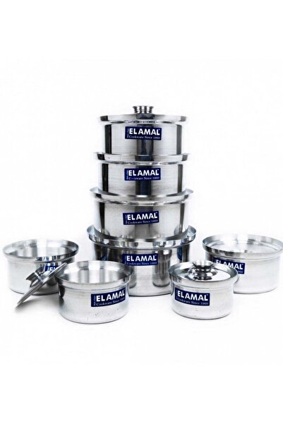 Al-Amal Aluminum Pot Set 8 Pieces Silver from