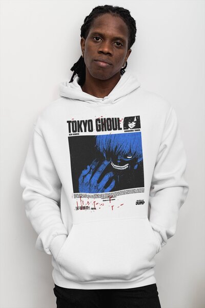 SEVBANO Hanorac anime supradimensionat unisex cu imprimeu Tokyo Ghoul Ken Kan...
