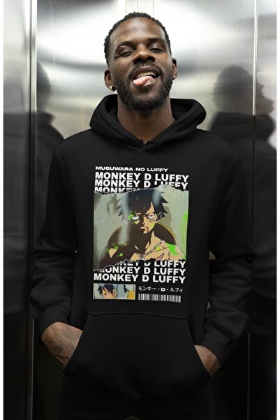 SEVBANO هودي بتصميم مونكي دي لوفي مطبوع للجنسين قصة فضفاضة من شخصيات أنمي ون بيس