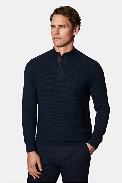 Abdullah Kiğılı Half Turtleneck Regular Fit Patterned Cotton Wool Knitwear Sw...