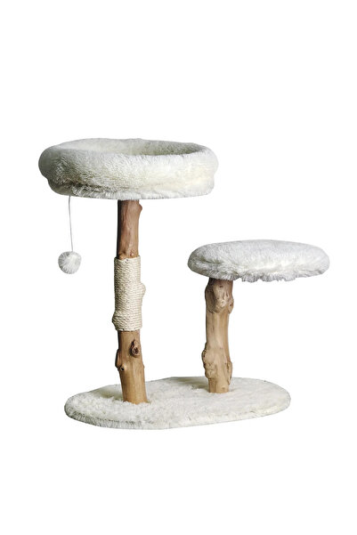 Cozy Paws شجرة متعددة القطط من الخشب الصلب - 58 × 45 × 78 سم