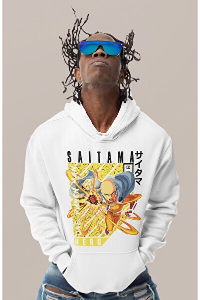 SEVBANO Hanorac cu glugă unisex supradimensionat cu imprimeu One Punch Man Sa...