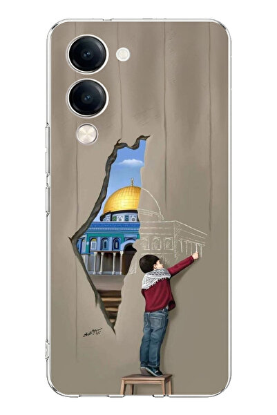 TechTree حافظة سيليكون متوافقة مع هاتف Vivo Y04 موديل Mescid-i Aksa Wall مطبوع