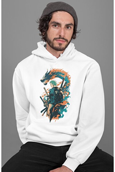 SEVBANO هودي رورونوا زورو مطبوع للجنسين قصة فضفاضة من أنمي ون بيس