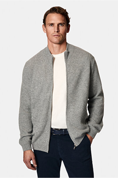 Abdullah Kiğılı Patterned Zippered Wool Knitwear Cardigan