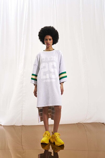 VDR فستان سويت شيرت مطبوع باللون الرمادي الفاتح 17027