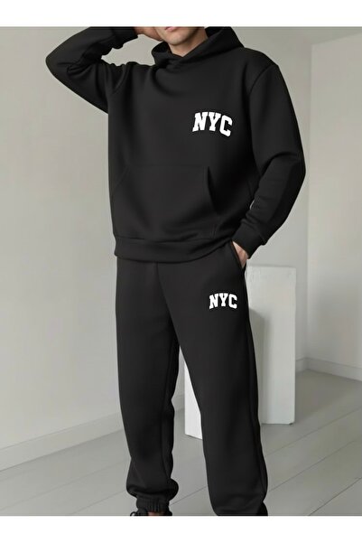 FUFLUNS N Y C Printed Unisex Men/Women Hooded Oversize Bottom/Top Tracksuit Set