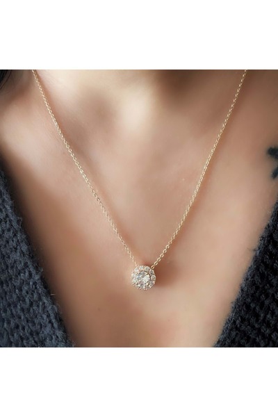 ACAR TAKI Xuping Round Stone Necklace 45Cm-Rose Color Acr8492