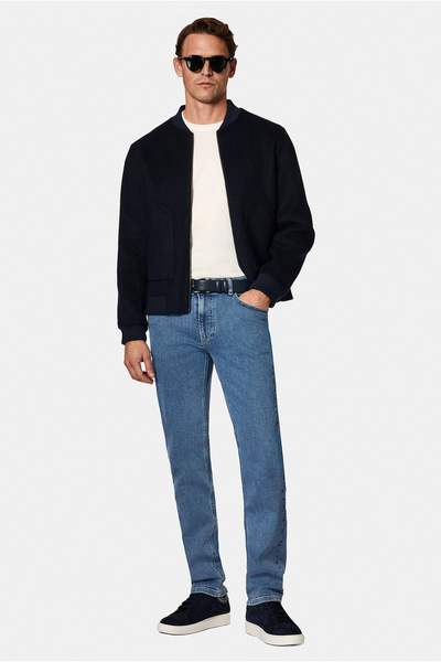 Abdullah Kiğılı Pantaloni din denim cu 5 buzunare din bumbac, cu potrivire no...