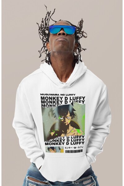 SEVBANO هودي بتصميم مونكي دي لوفي مطبوع للجنسين قصة فضفاضة من شخصيات أنمي ون بيس