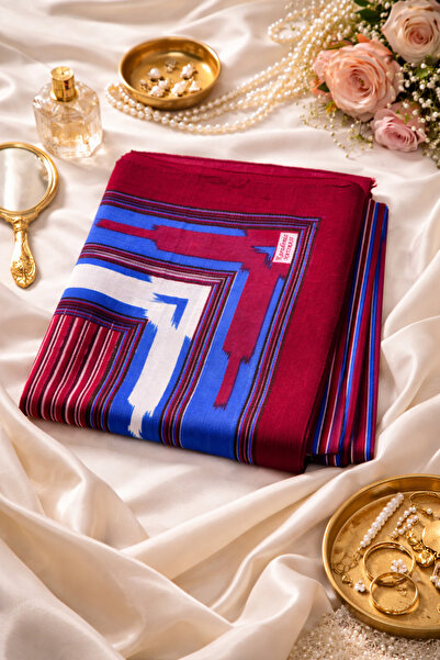 seymenbıçakçılık Burgundy Blue Local Patterned Scarf |   Stylish and Traditio...