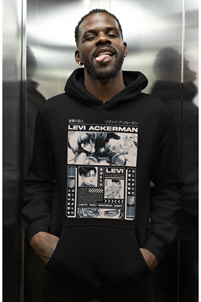 SEVBANO هودي بتصميم ليفي أكرمان أتاك أون تايتن مطبوع للجنسين قصة فضفاضة بشخصي...