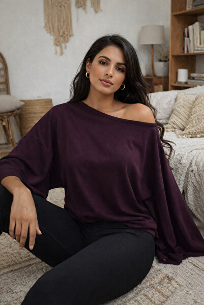 Çeşme Home Salaş Geniş Kollu Viskon Elastan Bluz – Kayık Yaka, Oversize Rahat...