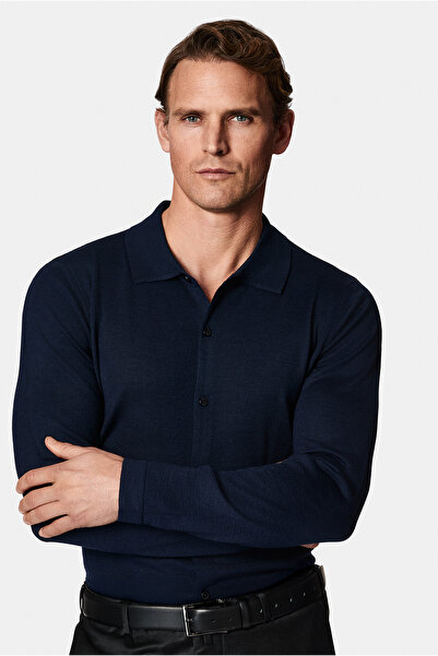 Abdullah Kiğılı Regular Fit Shirt Collar Buttoned Wool Knit Shirt