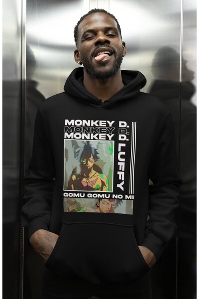 SEVBANO Φούτερ με κουκούλα με στάμπα Monkey D. Luffy, Unisex, Oversize, με χα...