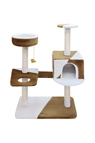 CAMILA عمود للقطط بني وأبيض
