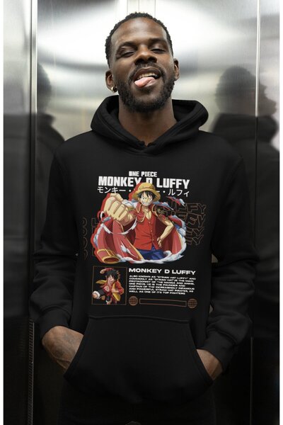 SEVBANO هودي شخصية أنمي ون بيس مونكي دي لوفي مطبوع للجنسين قصة فضفاضة
