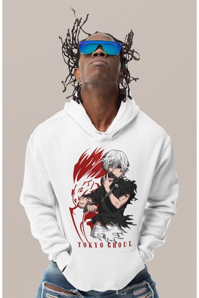 SEVBANO Hanorac unisex supradimensionat cu imprimeu Tokyo Ghoul Ken Kaneki, c...