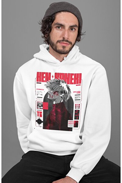SEVBANO Hanorac unisex supradimensionat cu imprimeu Ken Kaneki Tokyo Ghoul Anime