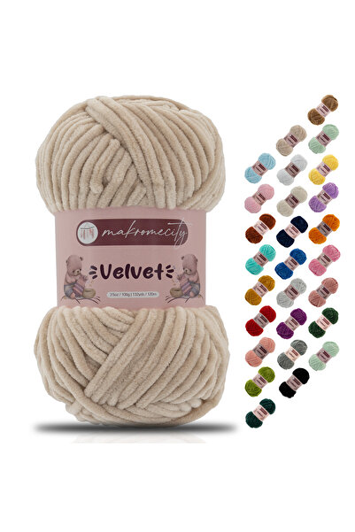 Makromecity Premium Velvet Kadife Ip El Örgü Ipi Battaniye Ipi Kazak Ipi Bebe...