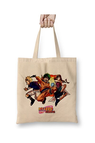 Toyaso Boku No Hero Academia Naruto Design White Cloth Bag Long Handle Shoppi...