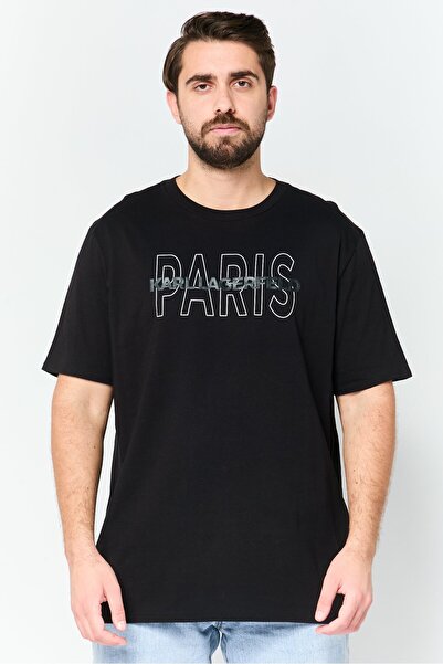 Karl Lagerfeld Men Crew Neck Short Sleeve Graphic Print T-Shirt, Black