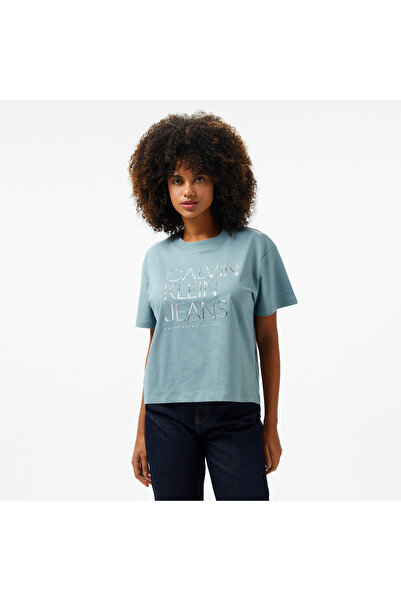 Calvin Klein Embroidered İnstitutional Kadın Gri T-Shirt