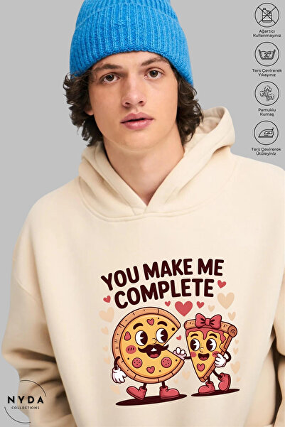 Nyda Collections Unisex Hoodie Long Sleeve You Make Me Complete Printed Hoode...