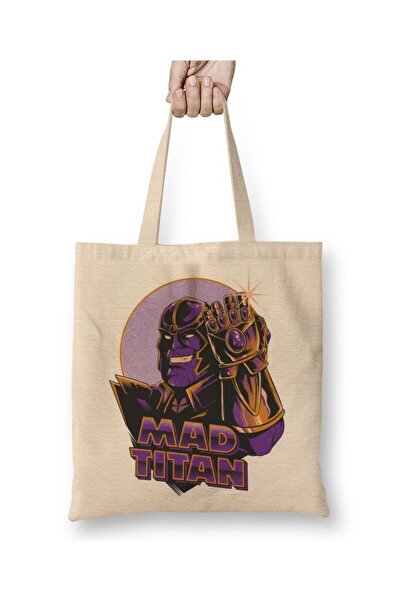 Toyaso Thanos Mad Titan White Tote Bag Long Handle Shopping Bag Beach Bag