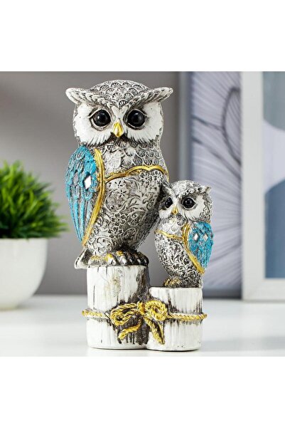 ELSELİFE Lüks İşlemeli Taşlı Aynalı 2’li Baykuş Biblo Seti | Bahçe, Duvar, Of...