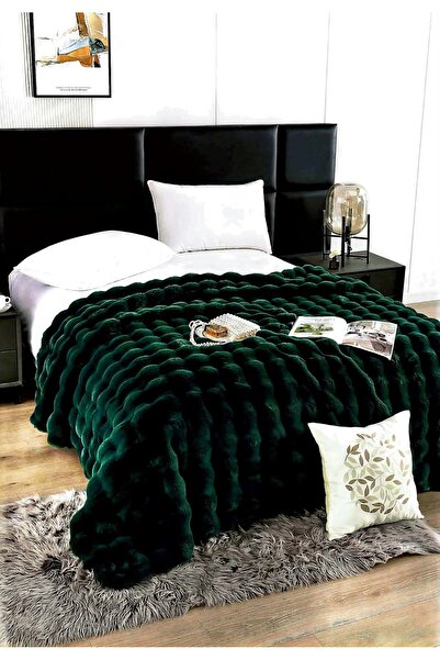 TURCIA Cocolino Fluffy Rabbit Fur Blanket, 200X230CM TURQUOISE