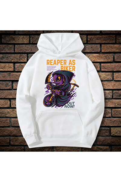 CXO Craft Men's Hoodie with Printed, Reaper as Biker, Cotton