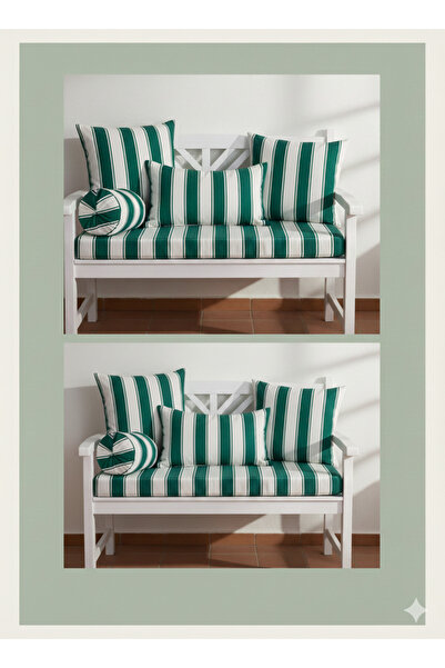 Şadoğlu Tekstil Çok Amaçlı Yeşil Beyaz Çizgili Dekoratif Kumaş - 150 cm En