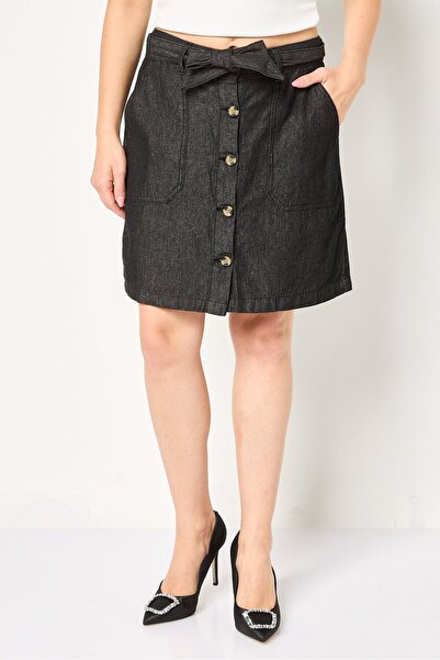 DOROTHY PERKINS Women Plain Belted Mini Skirts, Black