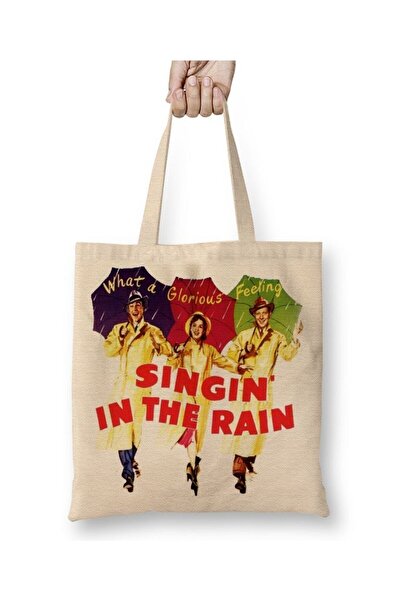 Toyaso Sign in the Rain Retro White Tote Bag Long Handle Shopping Bag Beach Bag