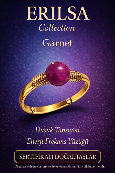 Erilsa خاتم الطاقة المعتمد لخفض ضغط الدم - حجر العقيق الأحمر اللال قابل للتعد...